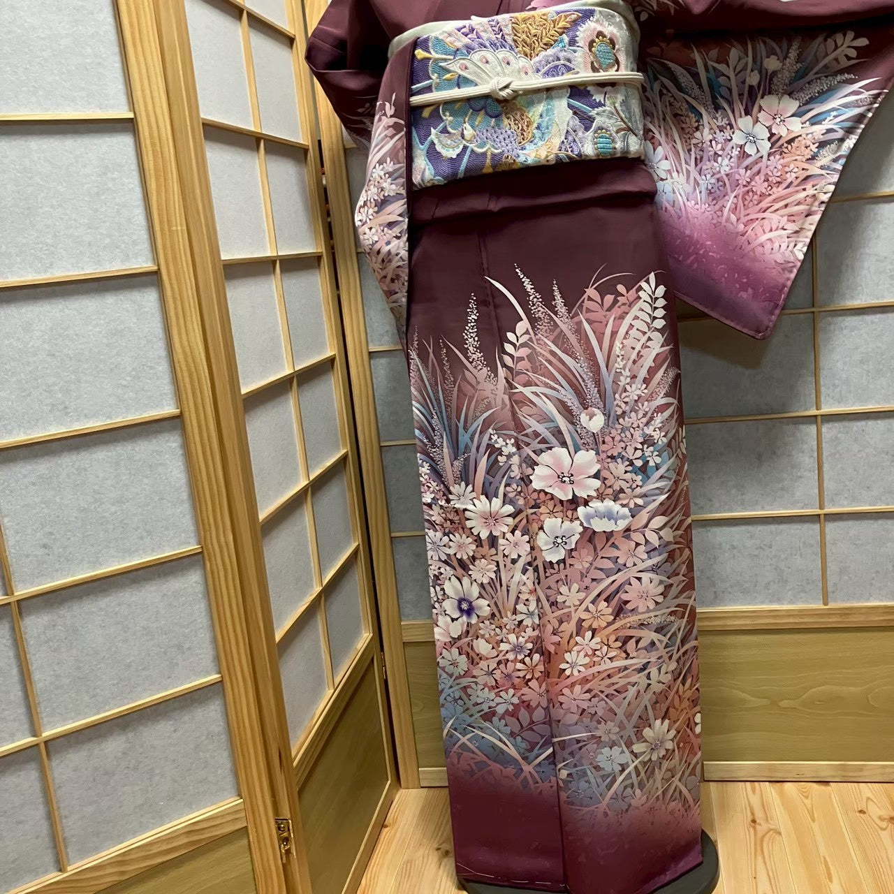 8169# Japanese Kimono Vintage Womens Silk Fabric Robe Kimono only sold