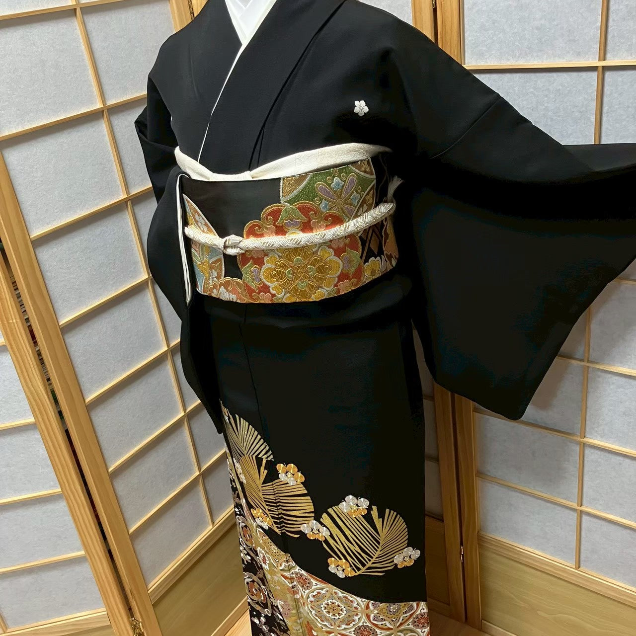 8170# Japanese Tomesode Kimono Vintage Womens Silk Fabric Robe Kimono only sold