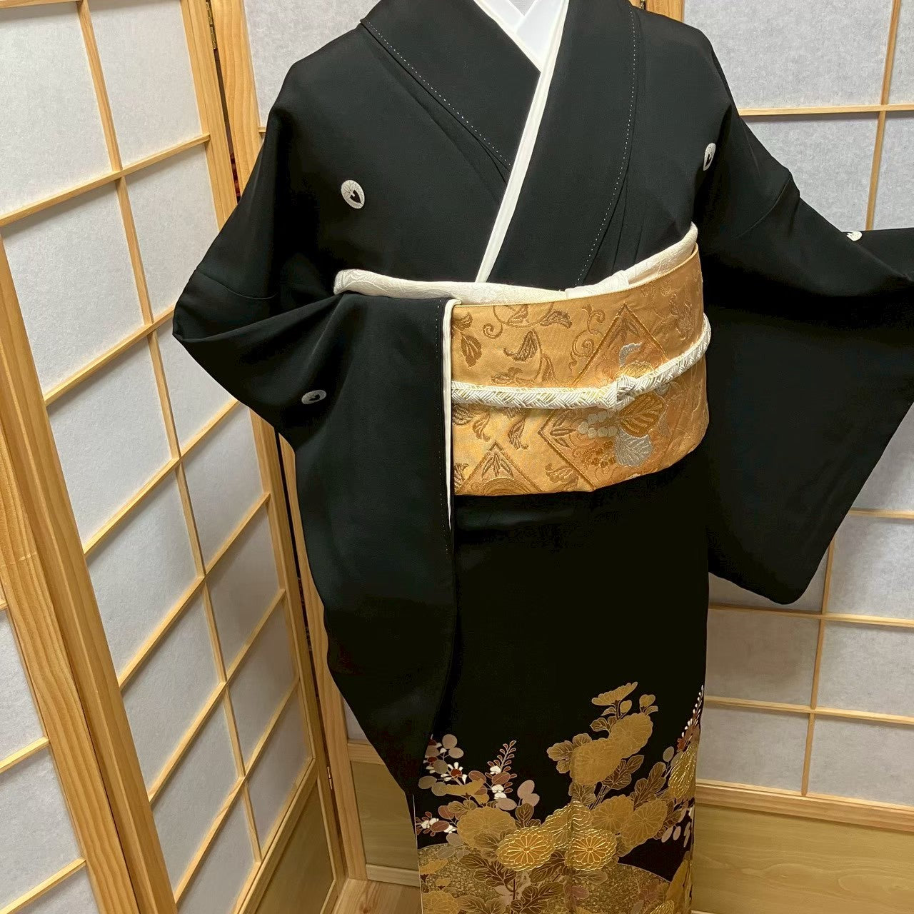 8141# Japanese Tomesode Kimono Vintage Womens Silk Fabric Robe Kimono only sold