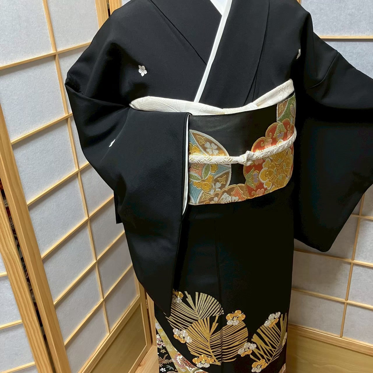 8170# Japanese Tomesode Kimono Vintage Womens Silk Fabric Robe Kimono only sold