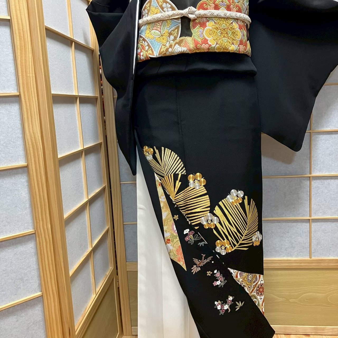 8170# Japanese Tomesode Kimono Vintage Womens Silk Fabric Robe Kimono only sold