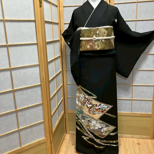 8171# Japanese Tomesode Kimono Vintage Womens Silk Fabric Robe Kimono only sold