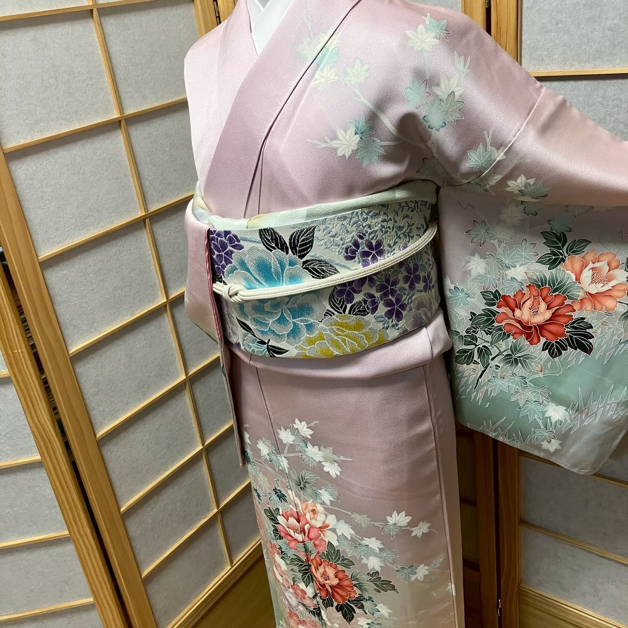 8172# Japanese Kimono Vintage Womens Silk Fabric Robe Kimono only sold