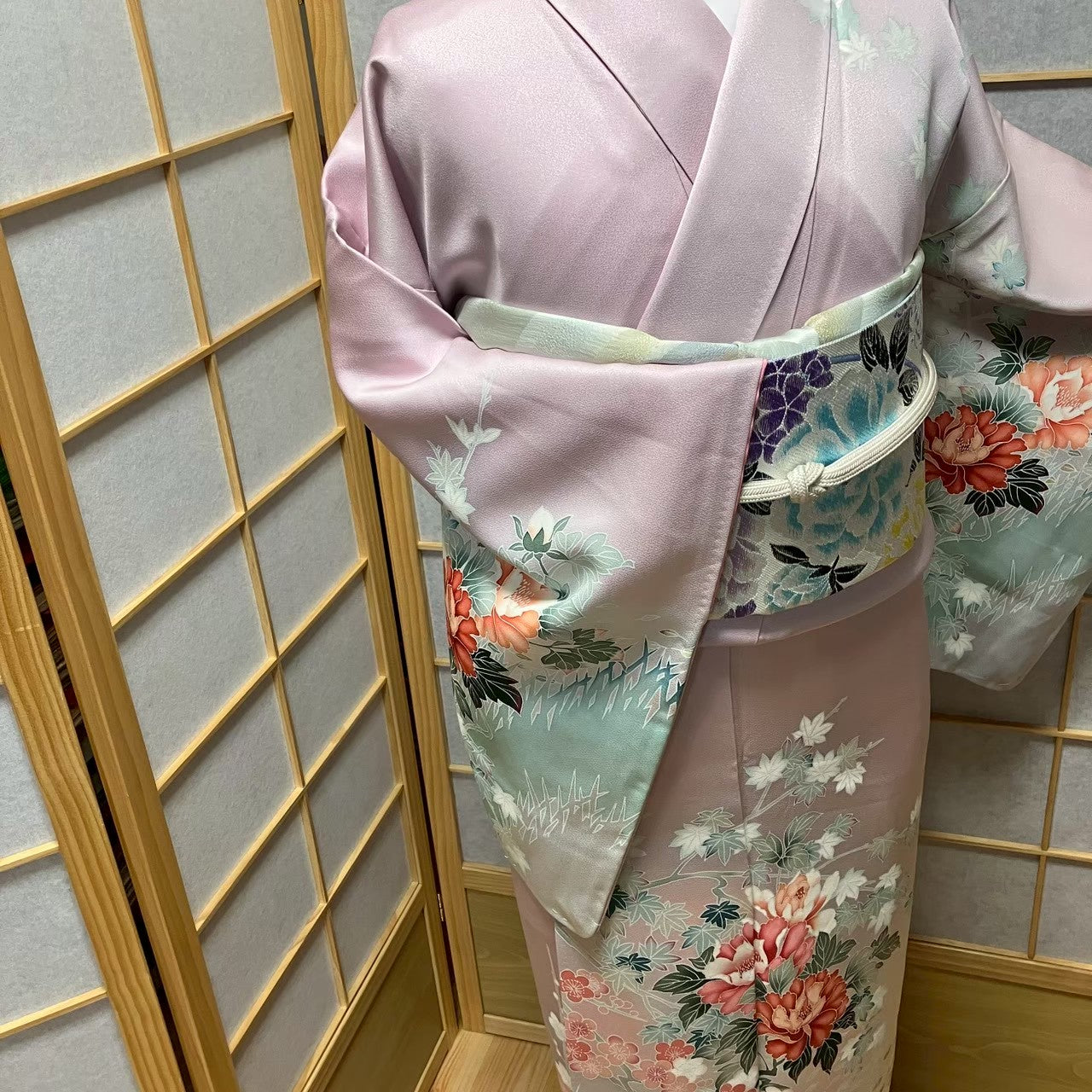8172# Japanese Kimono Vintage Womens Silk Fabric Robe Kimono only sold