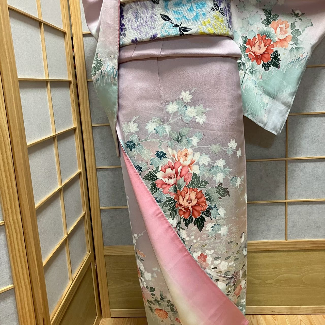 8172# Japanese Kimono Vintage Womens Silk Fabric Robe Kimono only sold