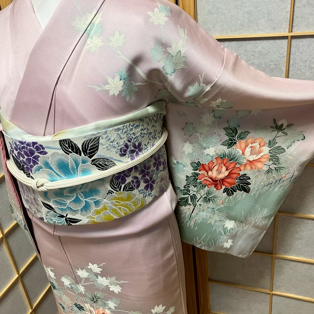 8172# Japanese Kimono Vintage Womens Silk Fabric Robe Kimono only sold