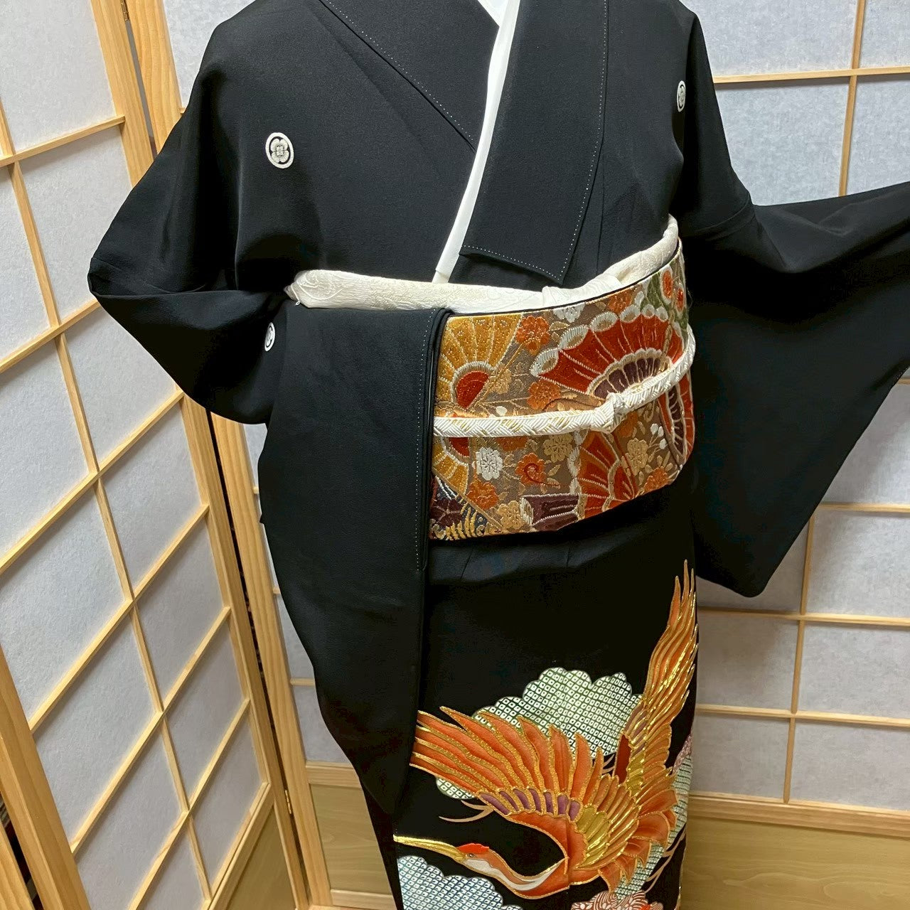 8173# Japanese Tomesode Kimono Vintage Womens Silk Fabric Robe Kimono only sold