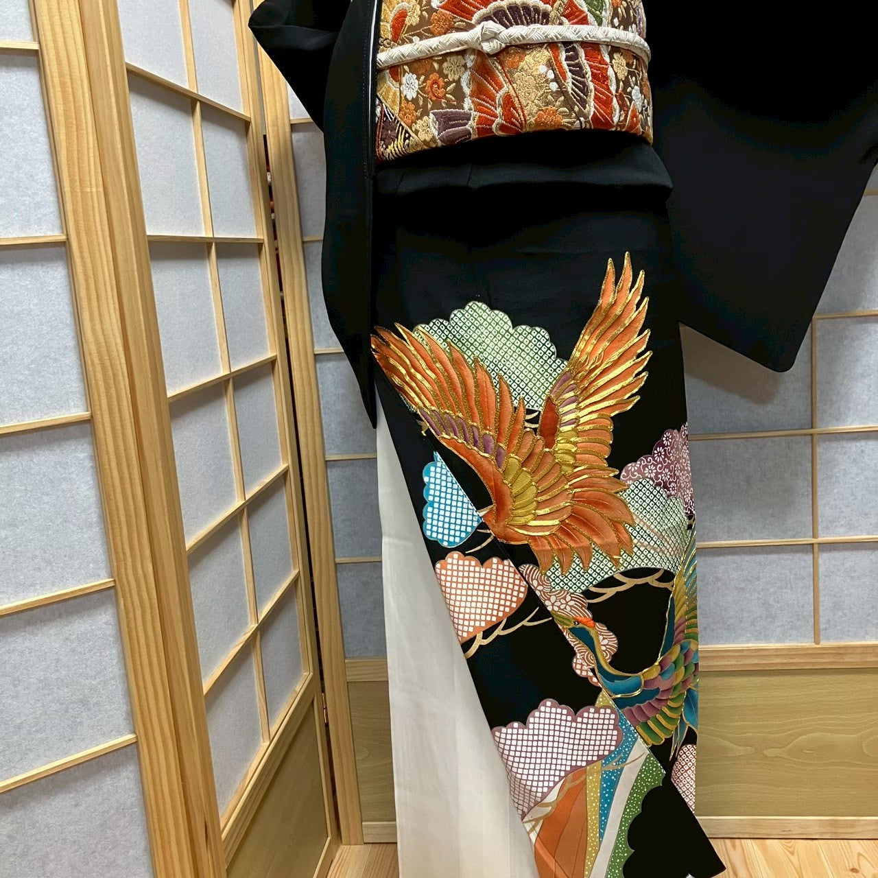 8173# Japanese Tomesode Kimono Vintage Womens Silk Fabric Robe Kimono only sold