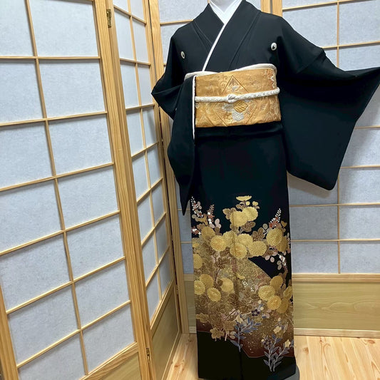 8141# Japanese Tomesode Kimono Vintage Womens Silk Fabric Robe Kimono only sold