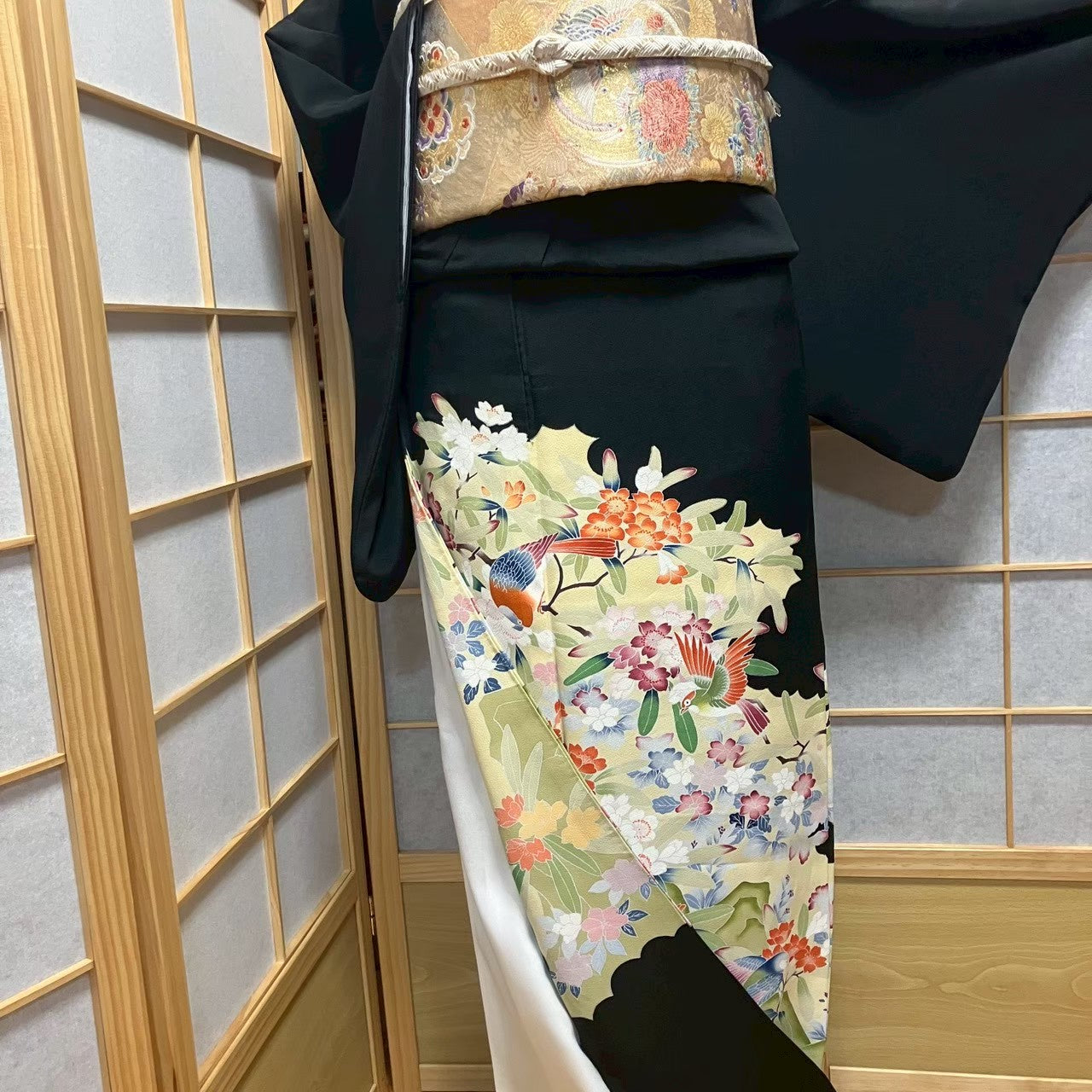 8175# Japanese Tomesode Kimono Vintage Womens Silk Fabric Robe Kimono only sold