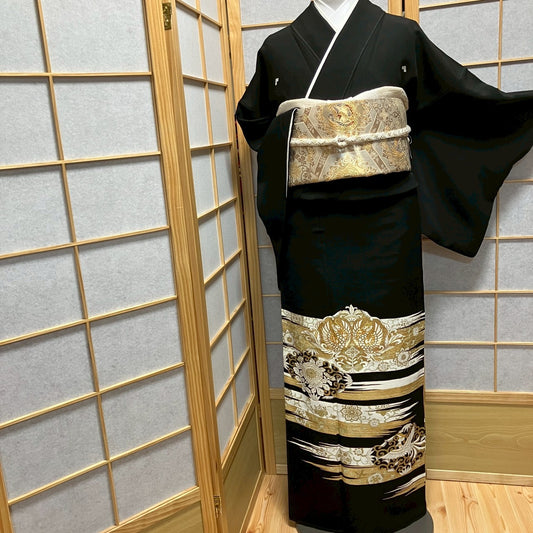 8176# Japanese Tomesode Kimono Vintage Womens Silk Fabric Robe Kimono only sold