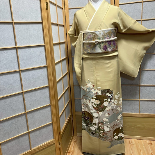 8177# Japanese Tomesode Kimono Vintage Womens Silk Fabric Robe Kimono only sold