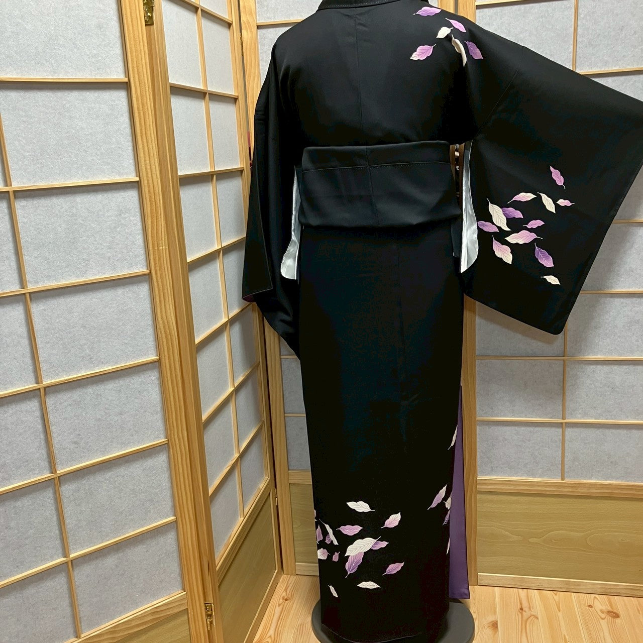 8178# Japanese Kimono Vintage Womens Silk Fabric Robe Kimono only sold Black