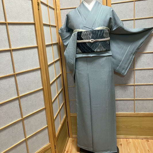 8142# Japanese Plain Kimono Vintage Womens Silk Fabric Robe Kimono only sold