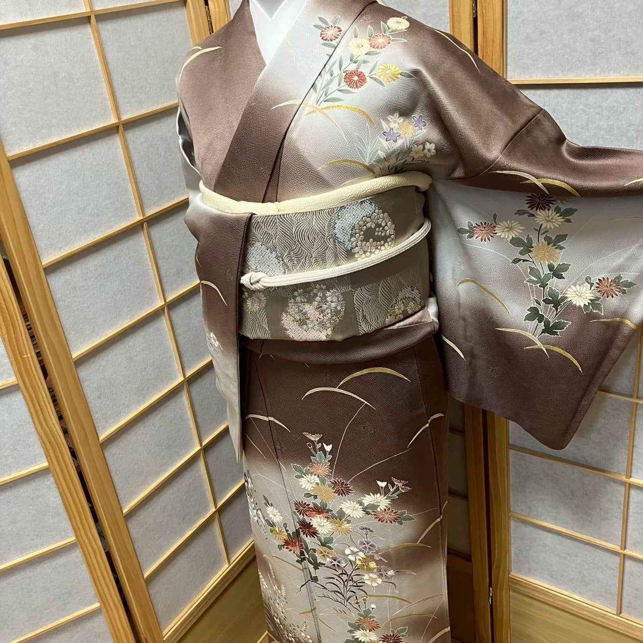 8143# Japanese Kimono Vintage Womens Silk Fabric Robe Kimono only sold