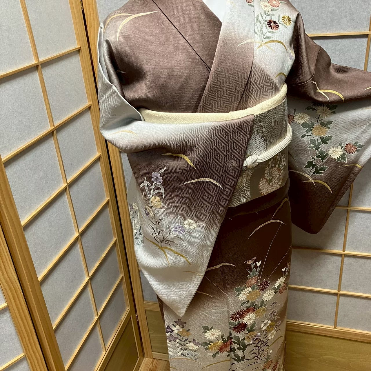 8143# Japanese Kimono Vintage Womens Silk Fabric Robe Kimono only sold