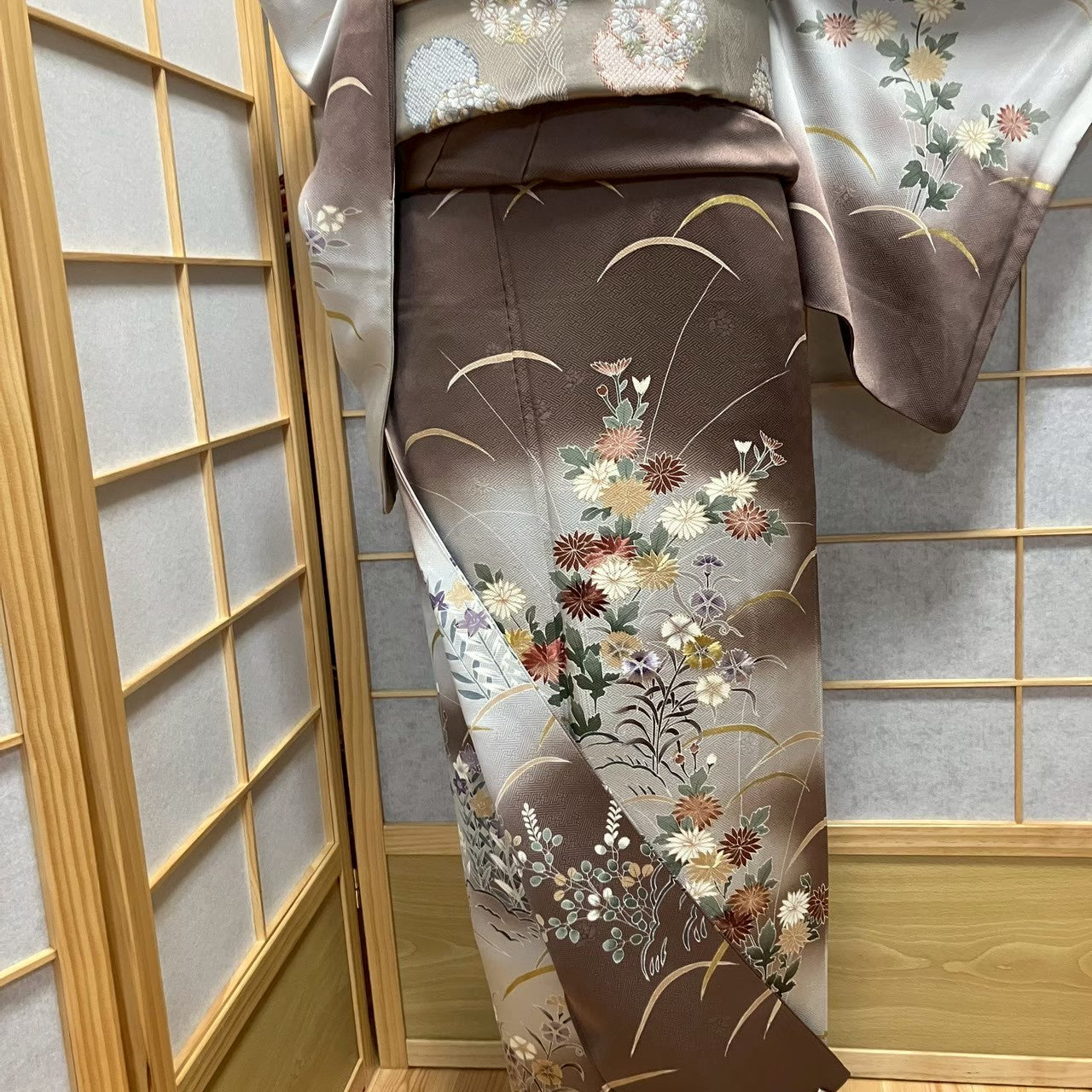 8143# Japanese Kimono Vintage Womens Silk Fabric Robe Kimono only sold