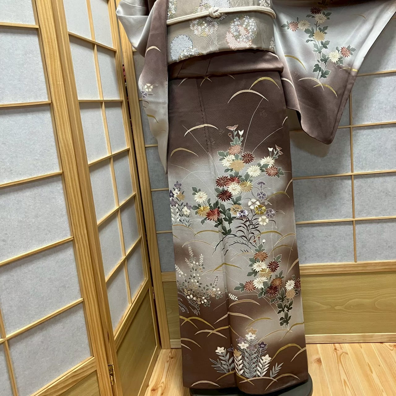 8143# Japanese Kimono Vintage Womens Silk Fabric Robe Kimono only sold