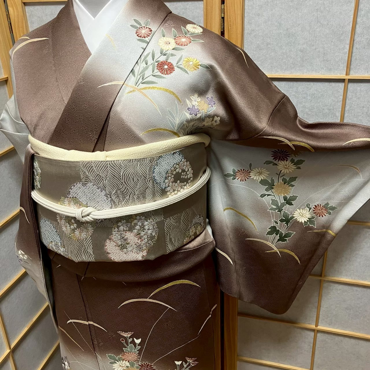 8143# Japanese Kimono Vintage Womens Silk Fabric Robe Kimono only sold