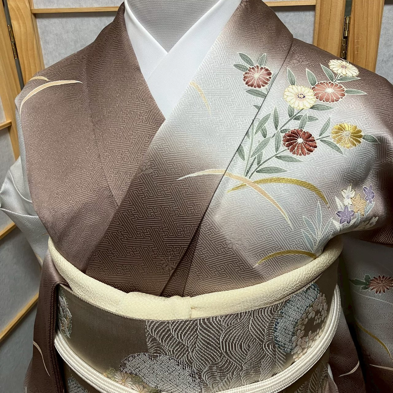8143# Japanese Kimono Vintage Womens Silk Fabric Robe Kimono only sold