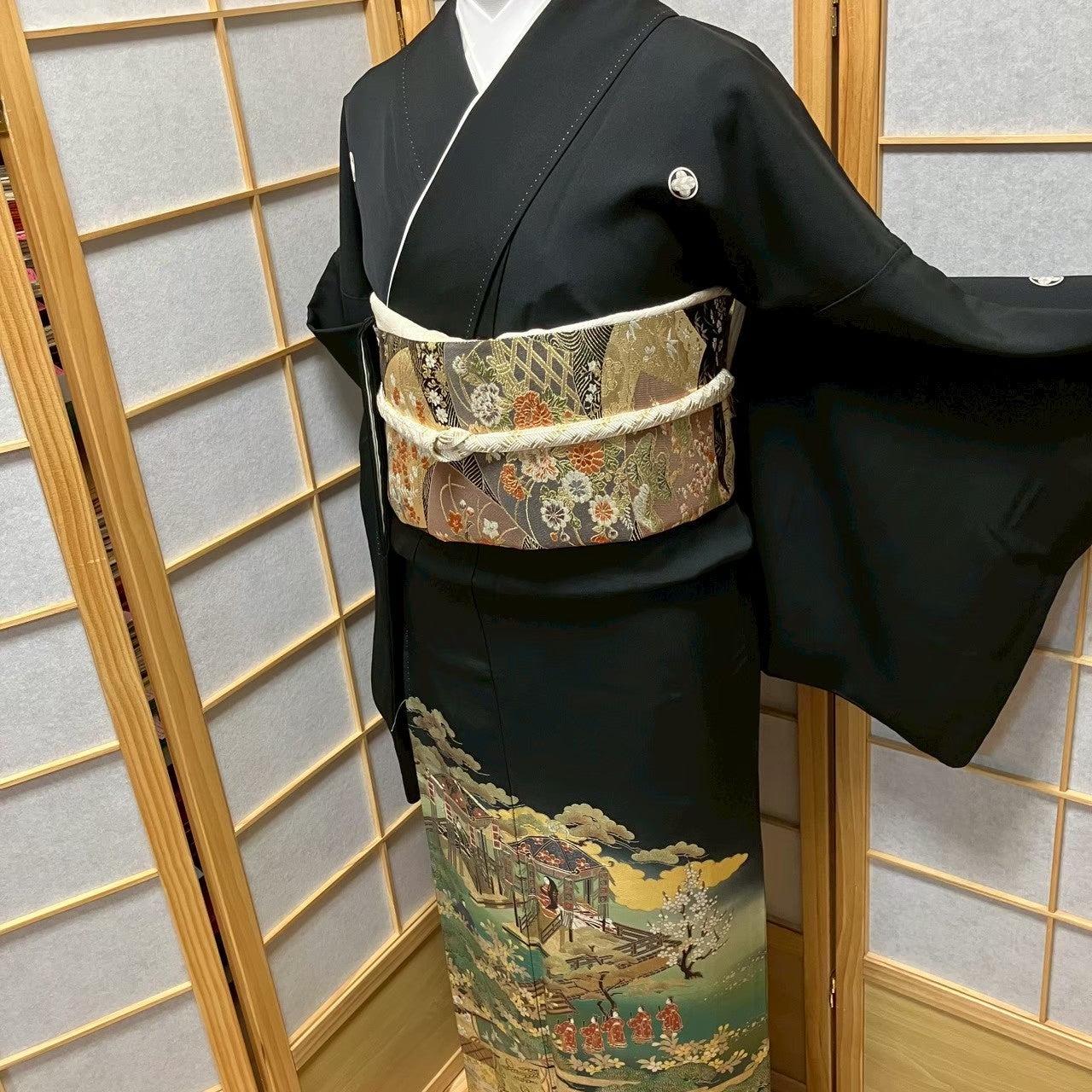 8144# Japanese Tomesode Kimono Vintage Womens Silk Fabric Robe Kimono only sold