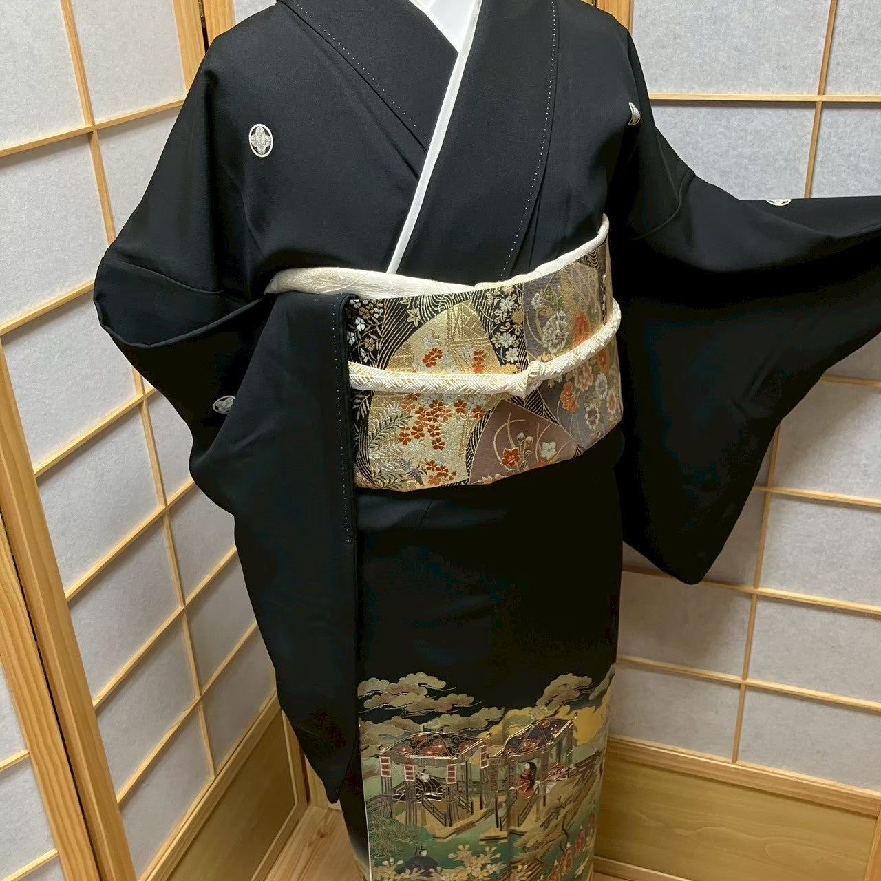 8144# Japanese Tomesode Kimono Vintage Womens Silk Fabric Robe Kimono only sold
