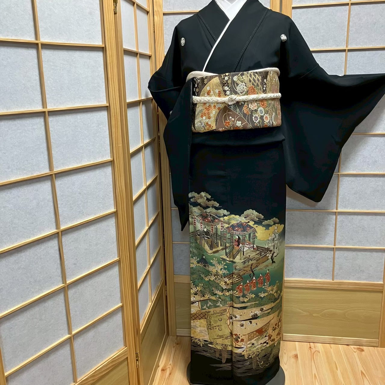 8144# Japanese Tomesode Kimono Vintage Womens Silk Fabric Robe Kimono only sold