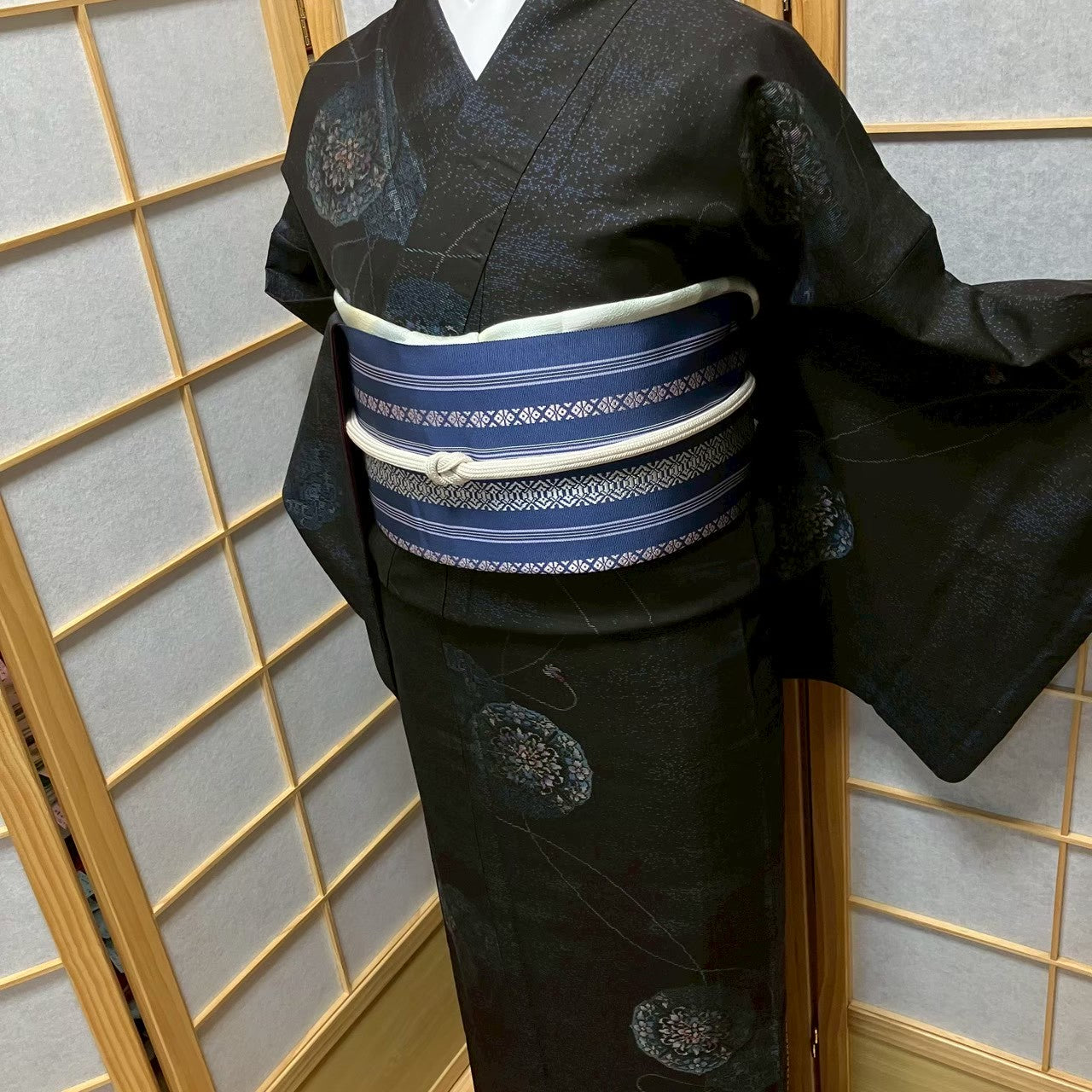 8146# Japanese Kimono Vintage Womens Silk Pongee Fabric Robe Kimono only sold