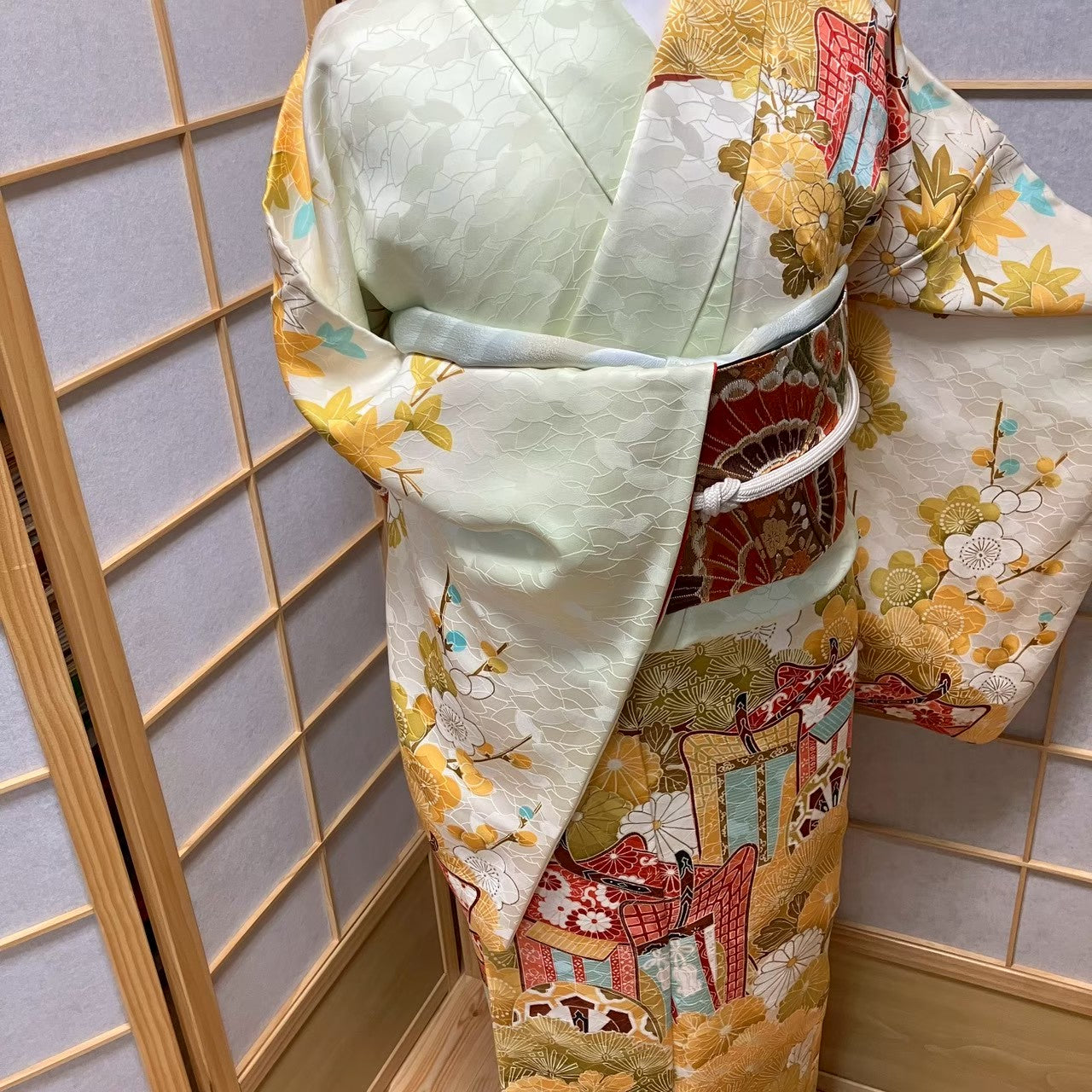 8147# Japanese Kimono Vintage Womens Silk Fabric Robe Kimono only sold