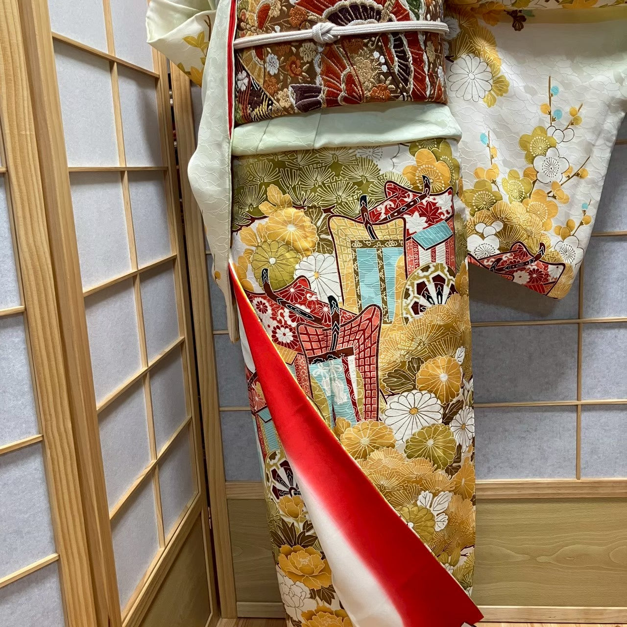 8147# Japanese Kimono Vintage Womens Silk Fabric Robe Kimono only sold