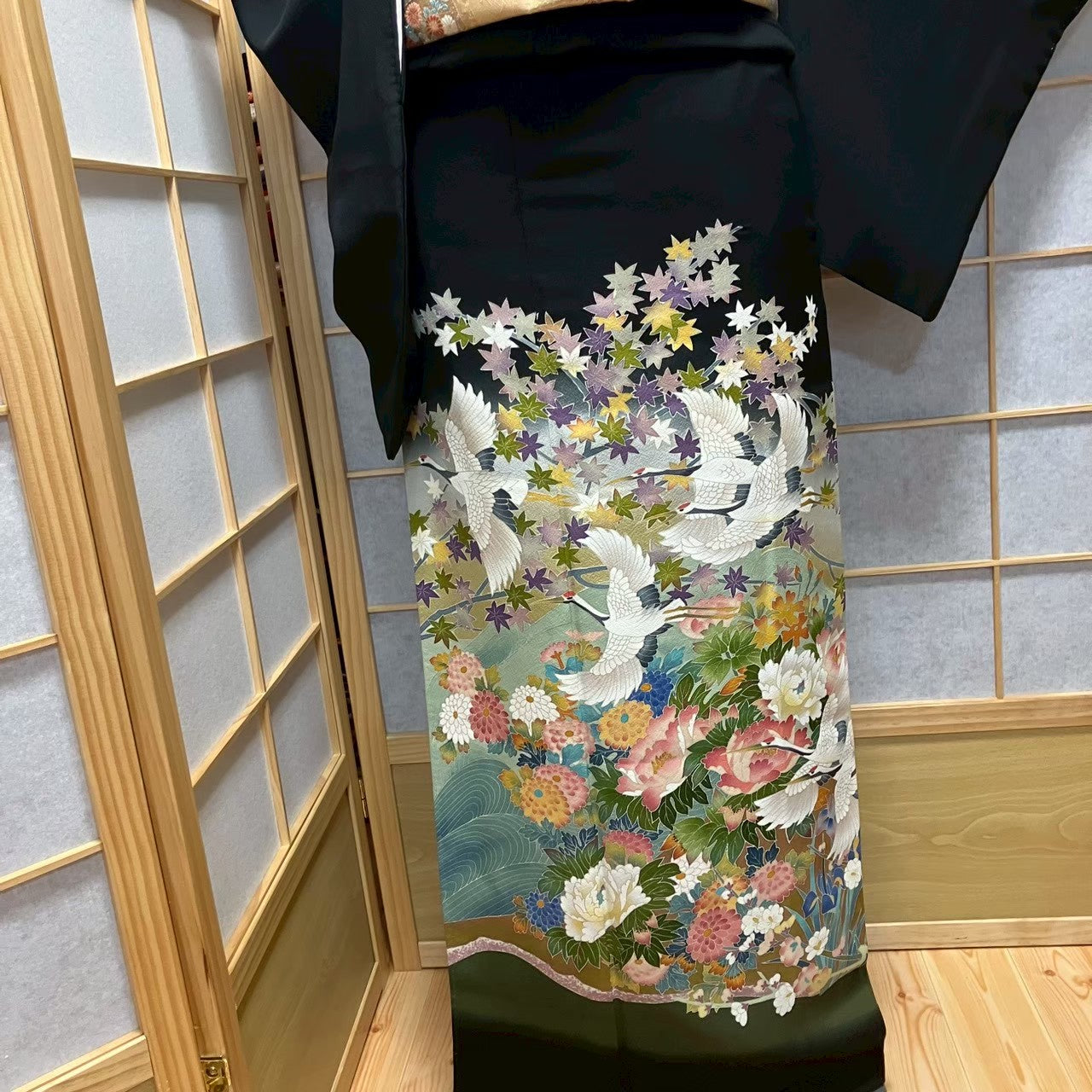 8149# Japanese Tomesode Kimono Vintage Womens Silk Fabric Robe Kimono only sold