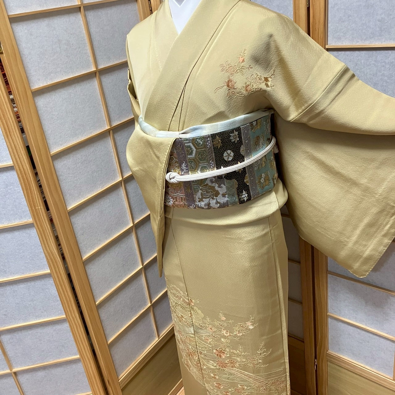 8181# Japanese Kimono Vintage Womens Silk Fabric Robe Kimono only sold