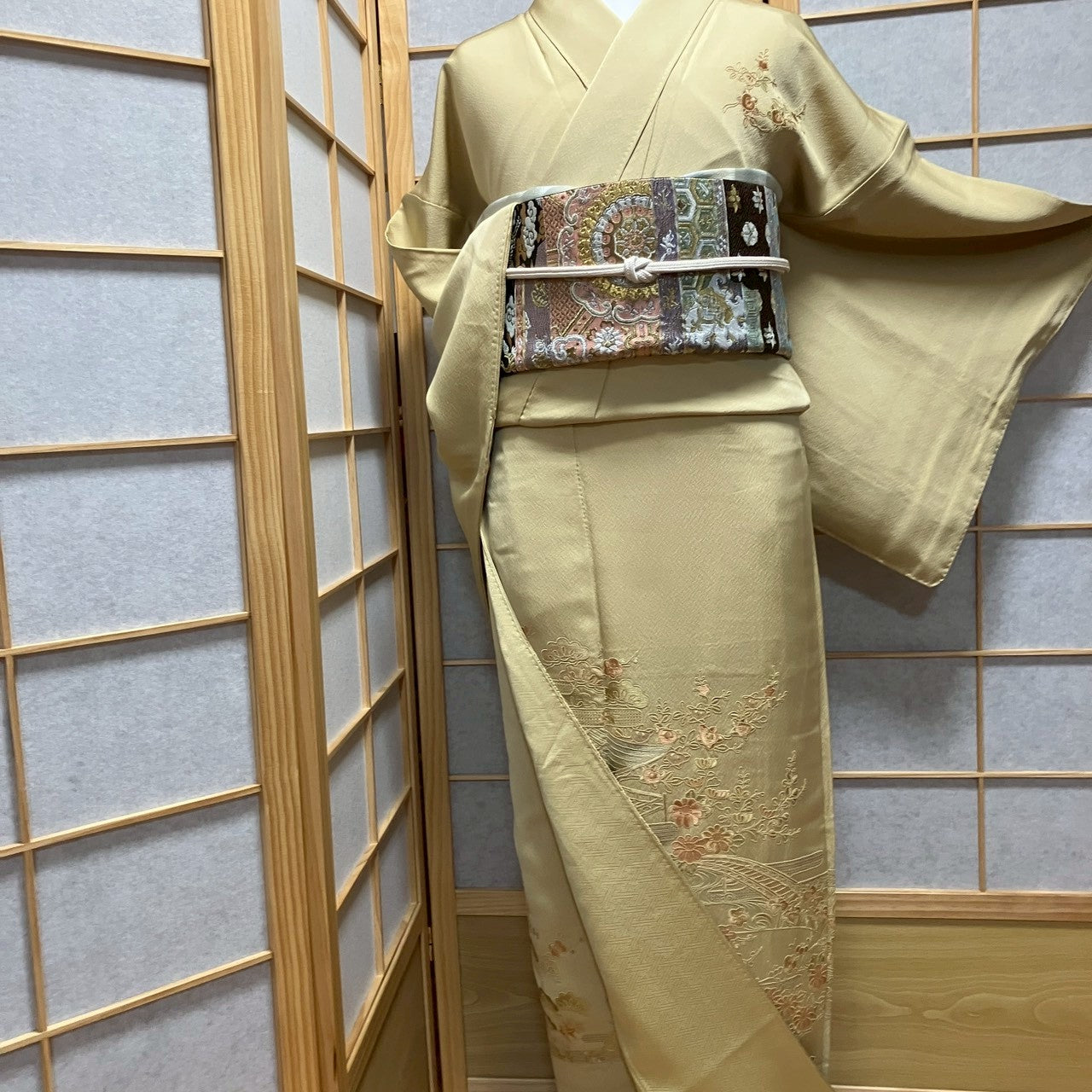 8181# Japanese Kimono Vintage Womens Silk Fabric Robe Kimono only sold