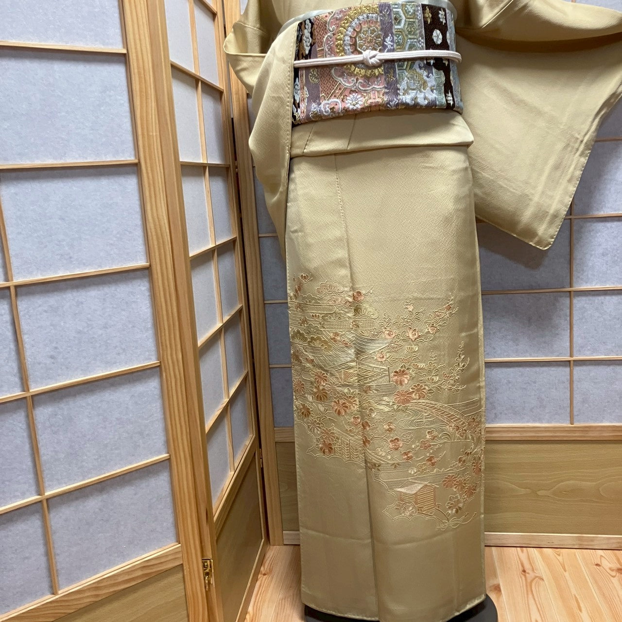 8181# Japanese Kimono Vintage Womens Silk Fabric Robe Kimono only sold