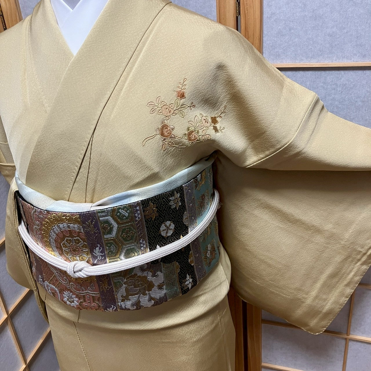 8181# Japanese Kimono Vintage Womens Silk Fabric Robe Kimono only sold