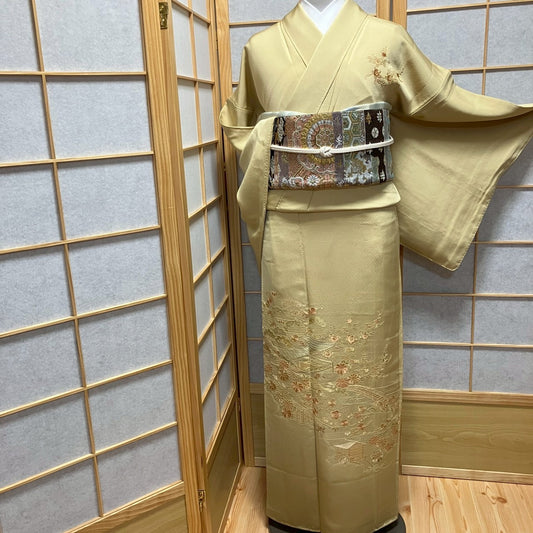 8181# Japanese Kimono Vintage Womens Silk Fabric Robe Kimono only sold