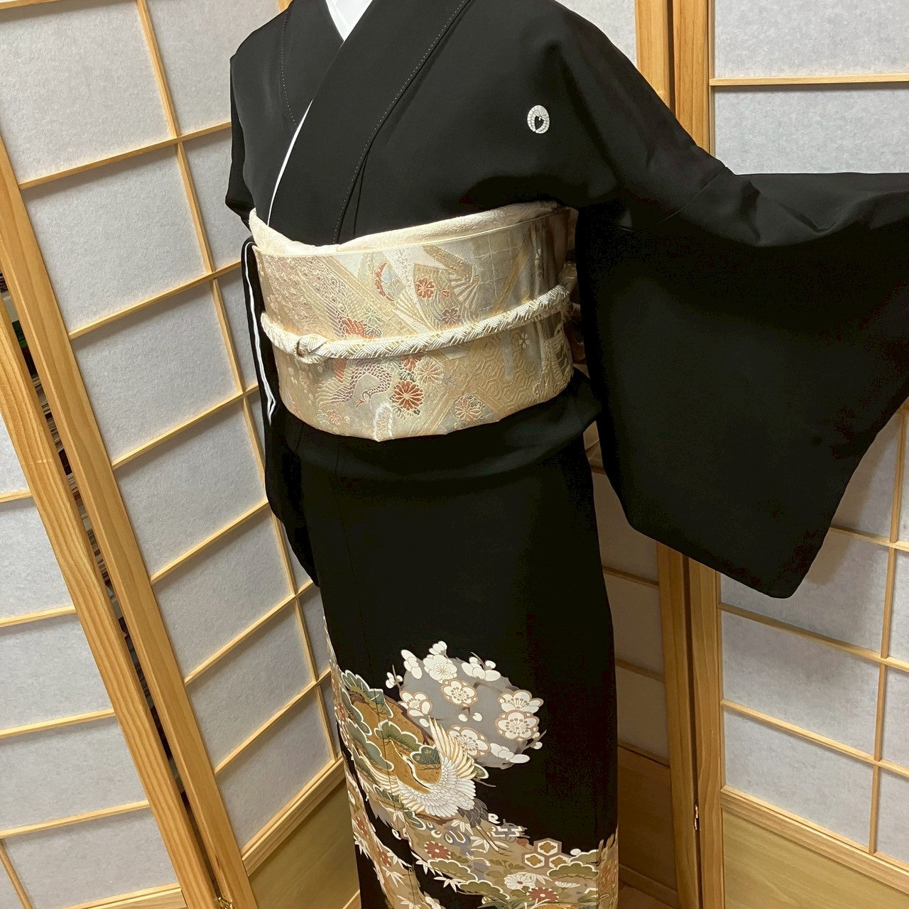 8182# Japanese Tomesode Kimono Vintage Womens Silk Fabric Robe Kimono only sold