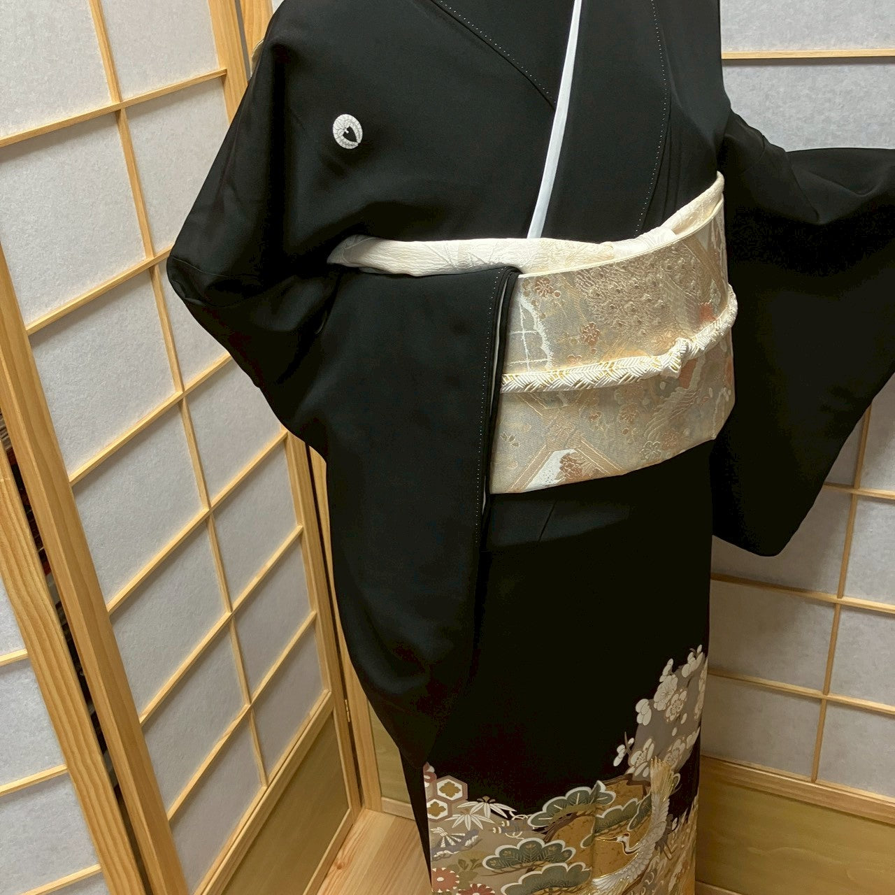 8182# Japanese Tomesode Kimono Vintage Womens Silk Fabric Robe Kimono only sold