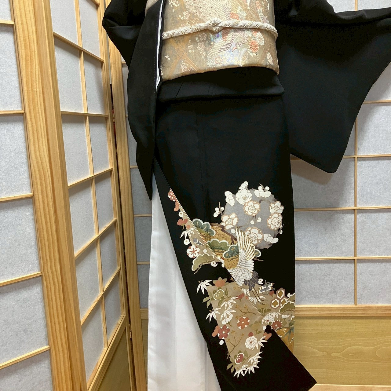 8182# Japanese Tomesode Kimono Vintage Womens Silk Fabric Robe Kimono only sold