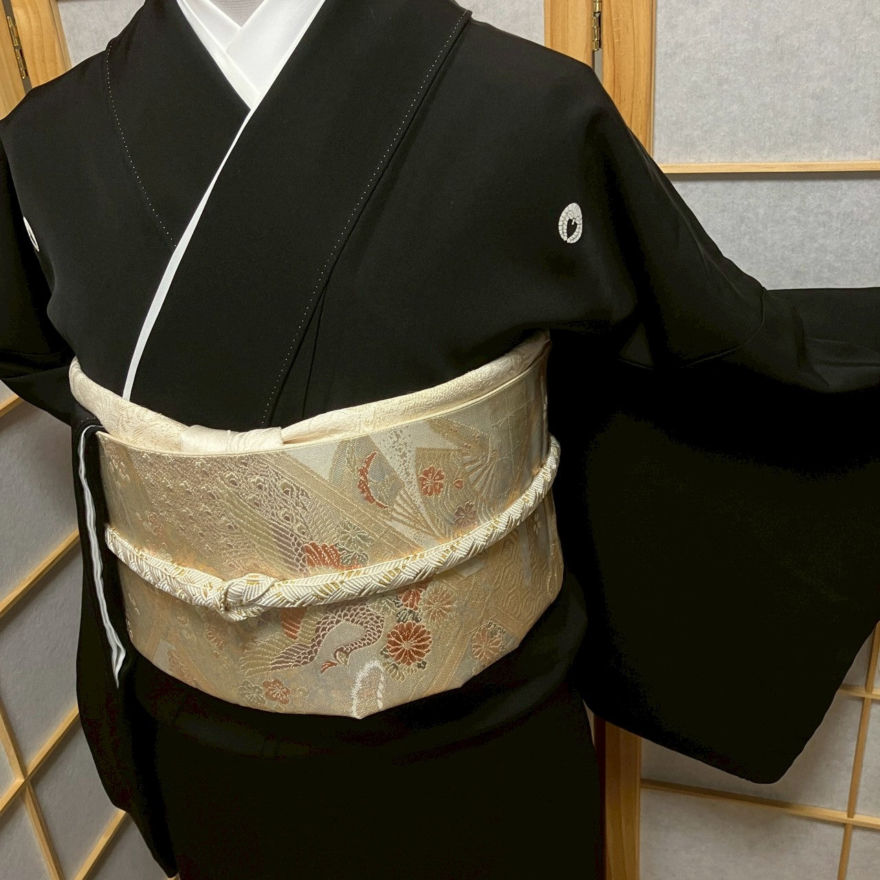 8182# Japanese Tomesode Kimono Vintage Womens Silk Fabric Robe Kimono only sold