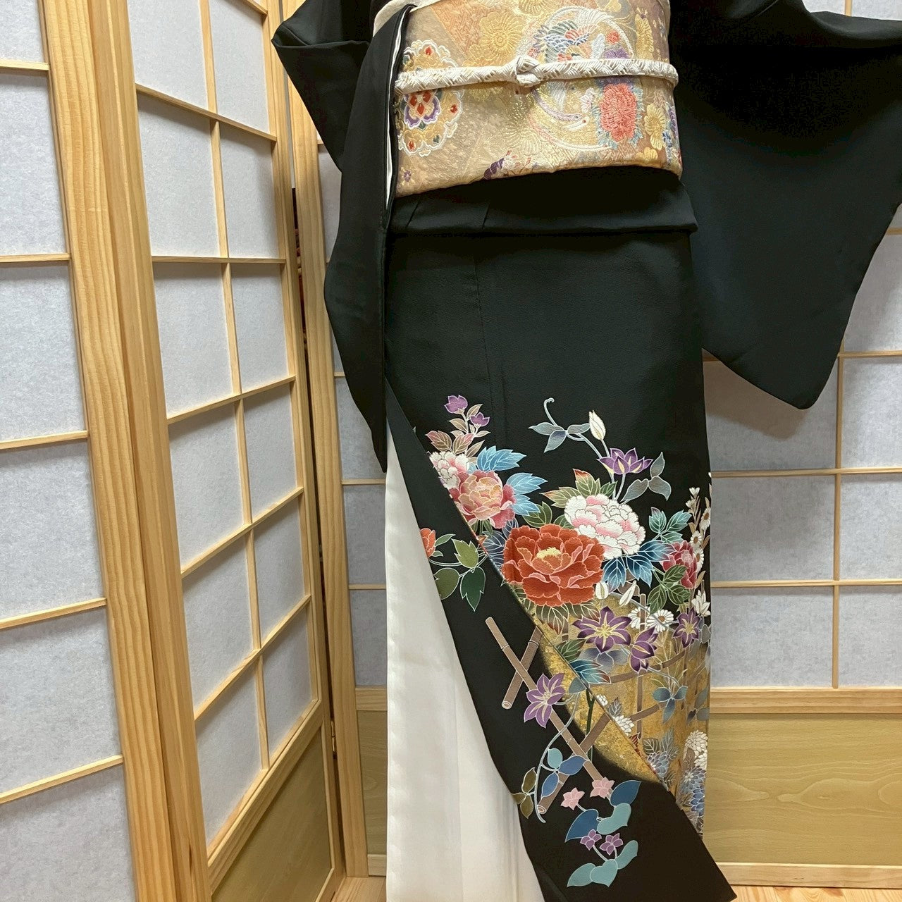 8180# Japanese Tomesode Kimono Vintage Womens Silk Fabric Robe Kimono only sold