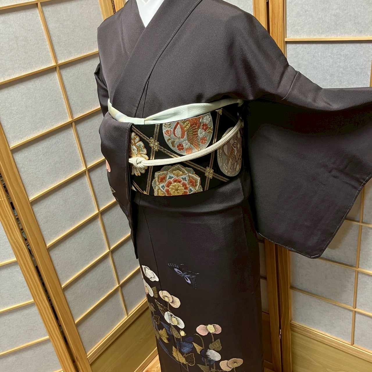 8192# Japanese Kimono Vintage Womens Silk Fabric Robe Kimono only sold