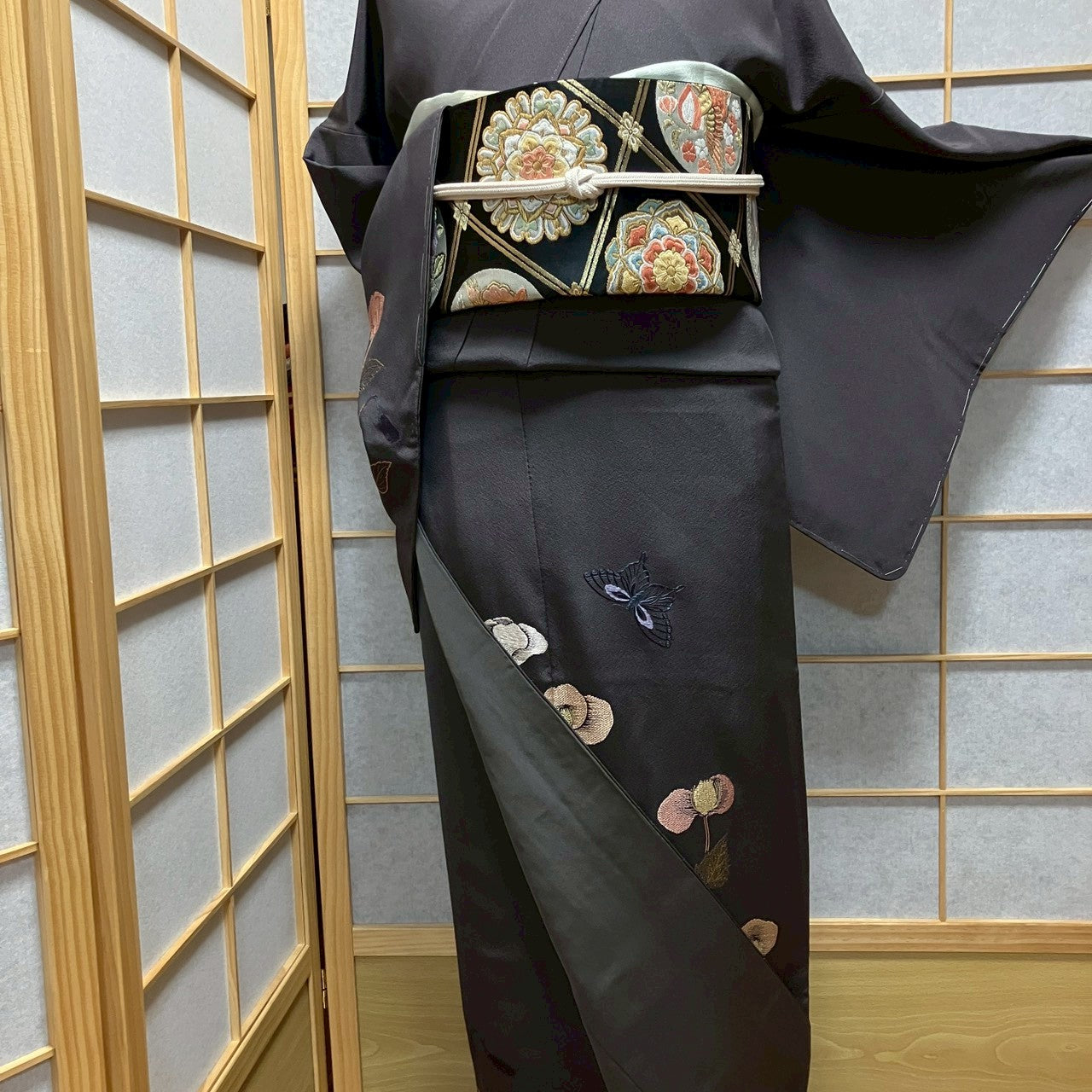 8192# Japanese Kimono Vintage Womens Silk Fabric Robe Kimono only sold