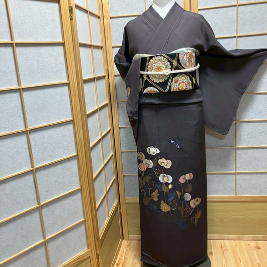 8192# Japanese Kimono Vintage Womens Silk Fabric Robe Kimono only sold