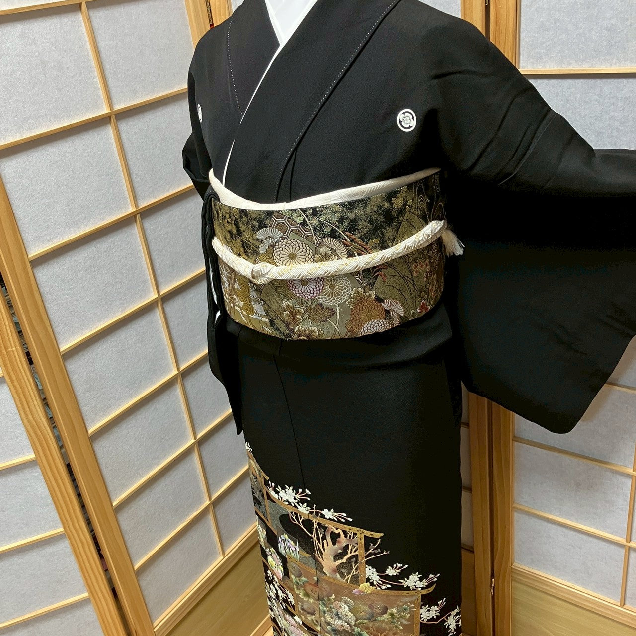 8193# Japanese Tomesode Kimono Vintage Womens Silk Fabric Robe Kimono only sold