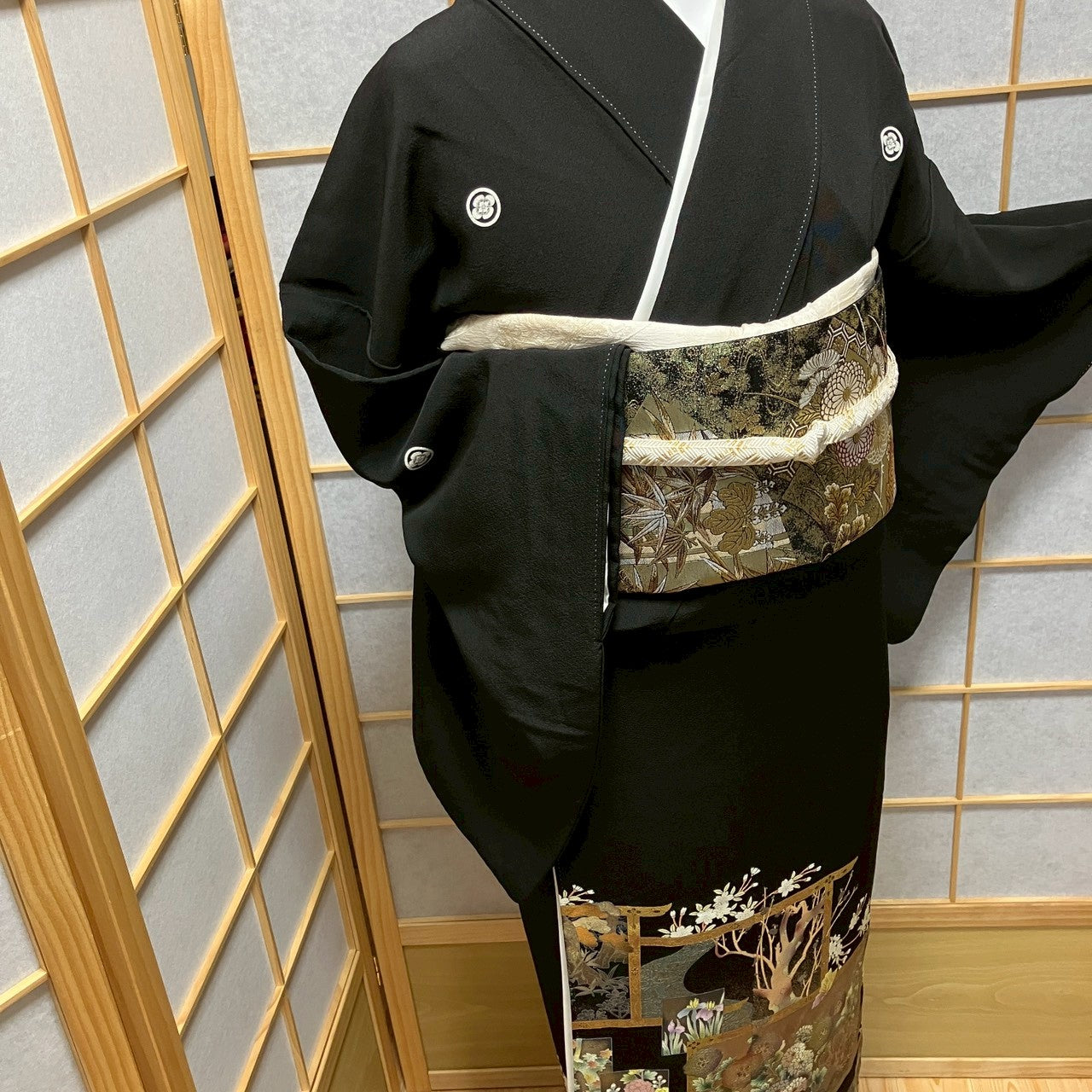 8193# Japanese Tomesode Kimono Vintage Womens Silk Fabric Robe Kimono only sold