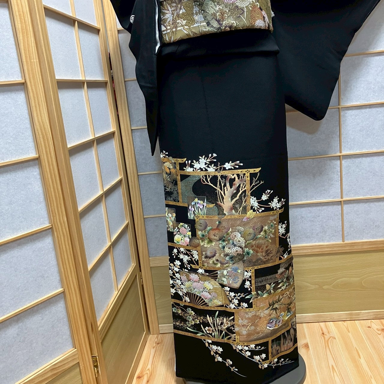 8193# Japanese Tomesode Kimono Vintage Womens Silk Fabric Robe Kimono only sold