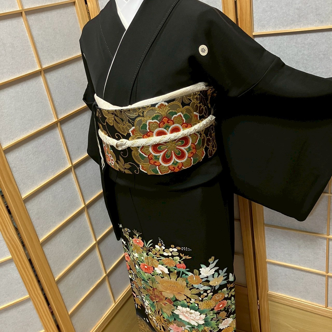 8195# Japanese Tomesode Kimono Vintage Womens Silk Fabric Robe Kimono only sold