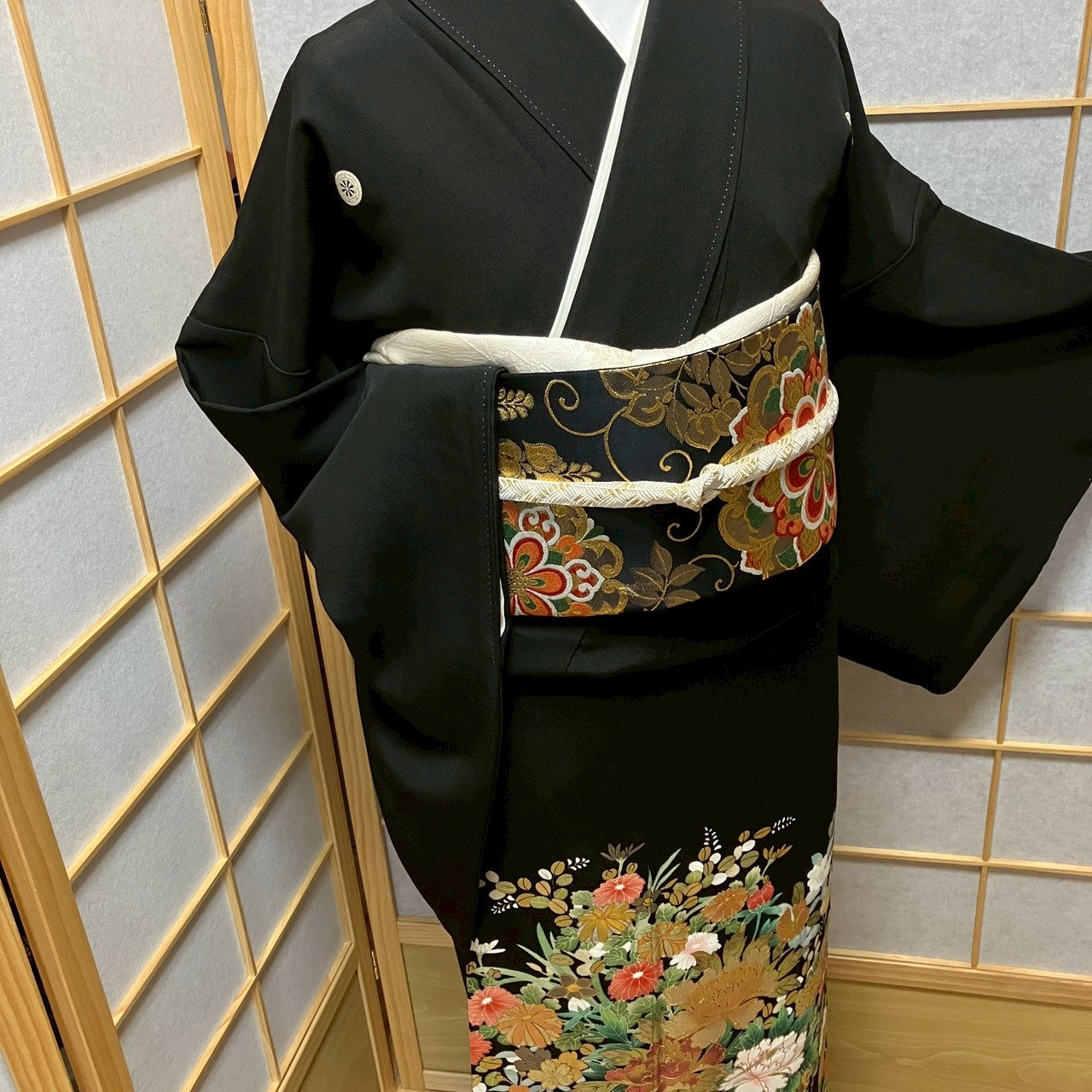 8195# Japanese Tomesode Kimono Vintage Womens Silk Fabric Robe Kimono only sold