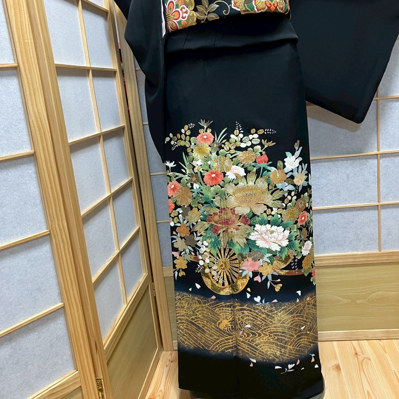 8195# Japanese Tomesode Kimono Vintage Womens Silk Fabric Robe Kimono only sold